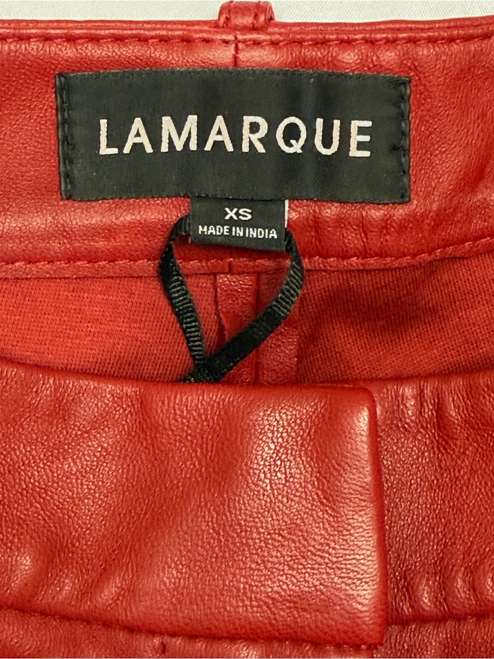 Lamarque Red High-Waist Leather Shorts - Picture 4 of 8